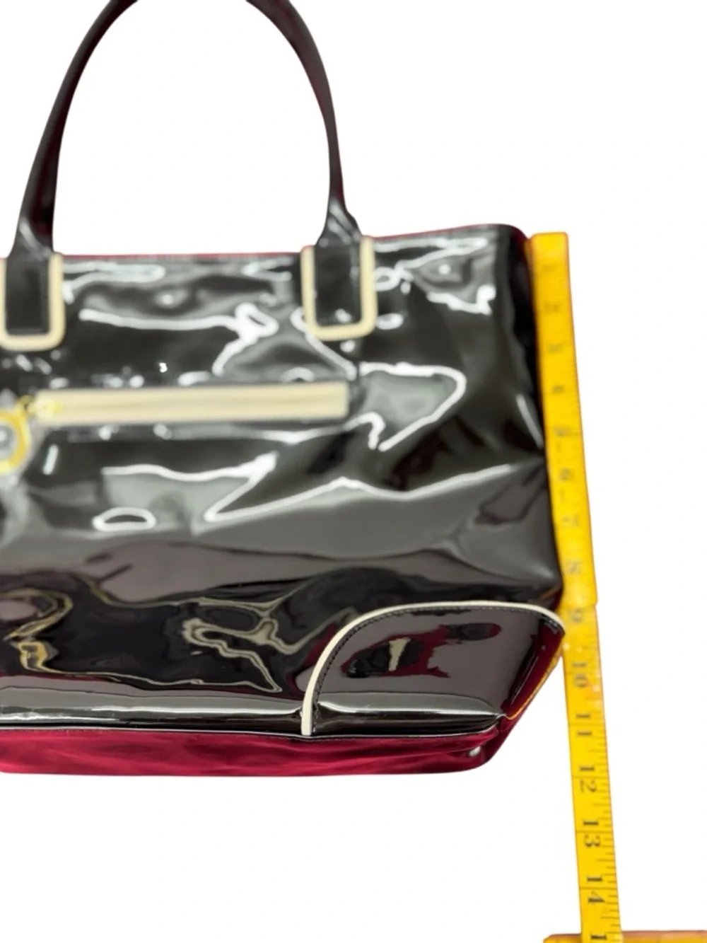Stee lauder Classic Black Patent Tote with Gold Accent - Picture 5 of 10